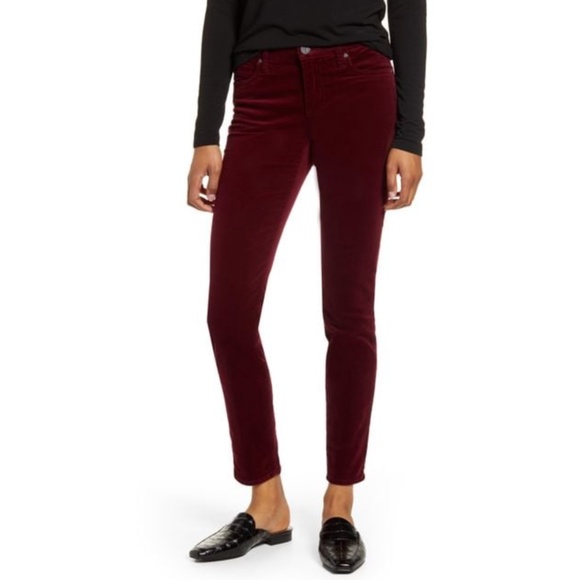 Kut From The Kloth Diana Stretch Corduroy Skinny Pants in Burgundy Sz 6 - Picture 1 of 13